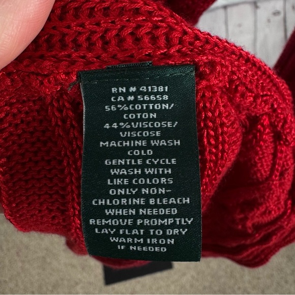 Lauren Ralph Lauren Red Open Front Cardigan Sweater Size XS - Picture 4 of 5